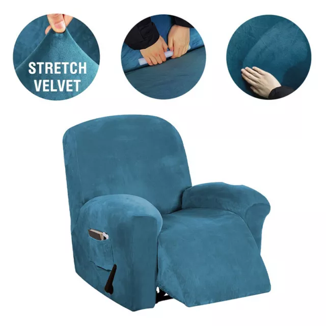 Sofa Recliner Chair Velvet Slipcover Elastic Stretch Furniture Cover Protector