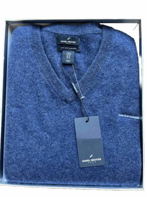 NEW DANIEL HECHTER PARIS MENS 100% 2-PLY CASHMERE SWEATER in Blue Size ...