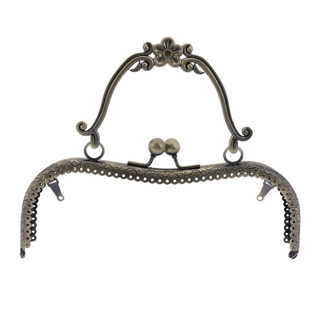 20.5cm Purse Frame Clutch Bag Clasp with Handle DIY Accessories(Bronze) FS2#