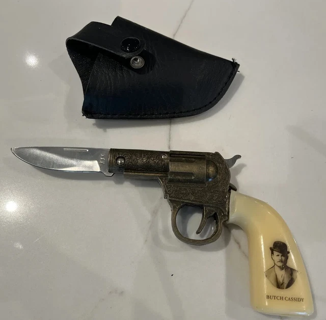 RARE VINTAGE GUN Pistol Revolver Form Folding Pocket Knife Fancy BUTCH