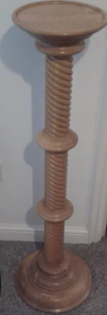 Jardinere,98 Cms High,Spiral Column,Light Oak Colour.22 Cmsdiatop,29Cms Dia Base