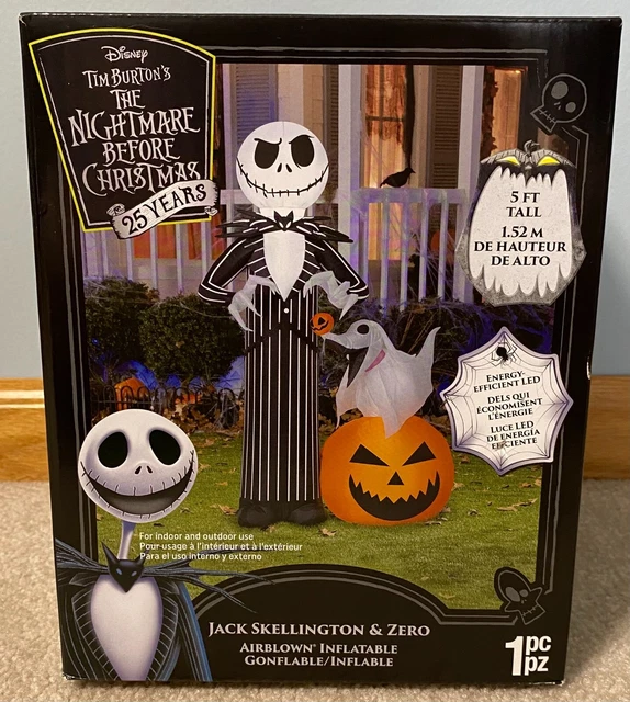 GEMMY HALLOWEEN NIGHTMARE Before Christmas Jack & Zero 5ft Airblown