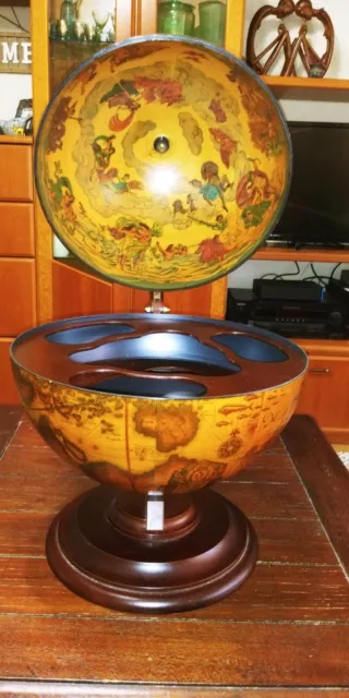 Italian Bar Globe World Map Desk Home Or Office Handmade Wood.20"T x 13"W