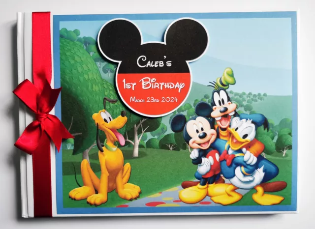 Personalised disney clubhouse birthday guest book, Mickey birthday guest book