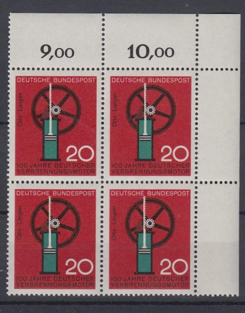 Bund 442 Eckrand rechts oben 4er Block Fortschritt in Technik 20 Pf **