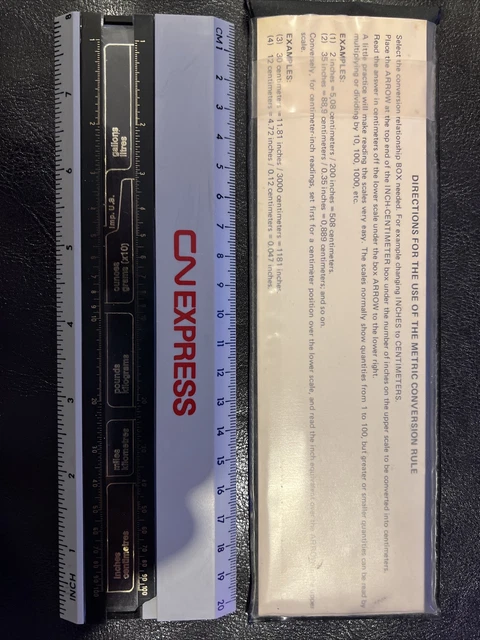 Vintage CN Express Metric Conversion Rule - Made In Canada