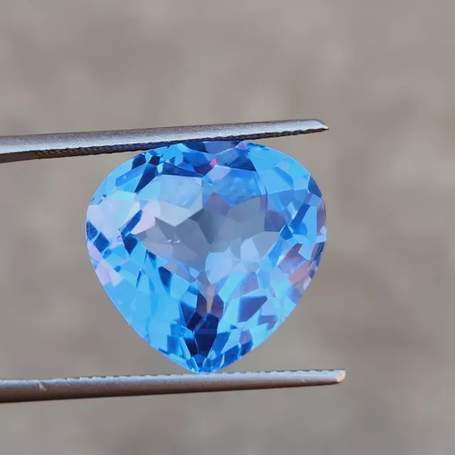 14.15 Ct Certified Natural Blue Aquamarine Heart Checker Cut Gemstone a250