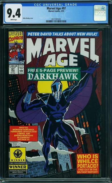 Marvel Age 97 Cgc 9.4 White Pages  1St Darkhawk Predates Darkhawk 1   A1