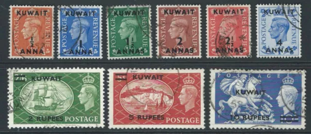 KUWAIT 1950 George VI SG84-92 set of 9 - GB overprinted- fine used Catalogue £48