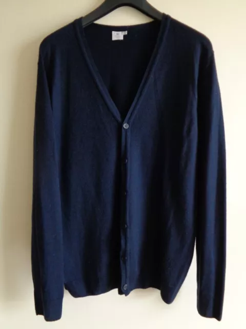 Sunspel Men's Navy Blue Merino Wool Button Front Cardigan - Size Large