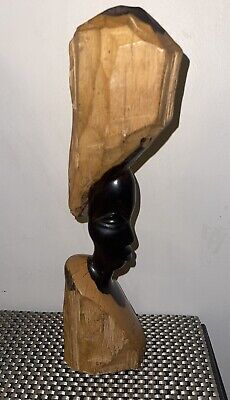 Tribal Vintage African Ebony Wood Carving Statue ,Female Figurine 10"