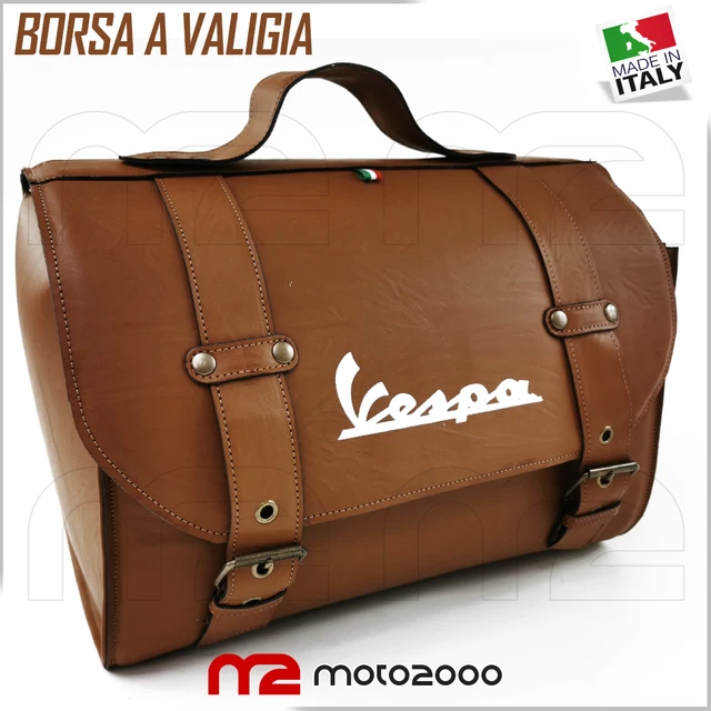 7287 - BORSA VALIGIA PELLE MARRONE 10 LT PER PORTAPACCHI VESPA
