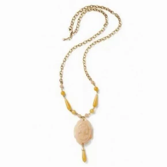 Cabi Cameo Necklace, 2092, Semi-Precious Stone, 36" Adjustable, Gold Tone, NEW