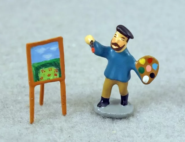 J Carlton by Gault Set of 2 French Miniature Artist 's Painter Figurine & Easel