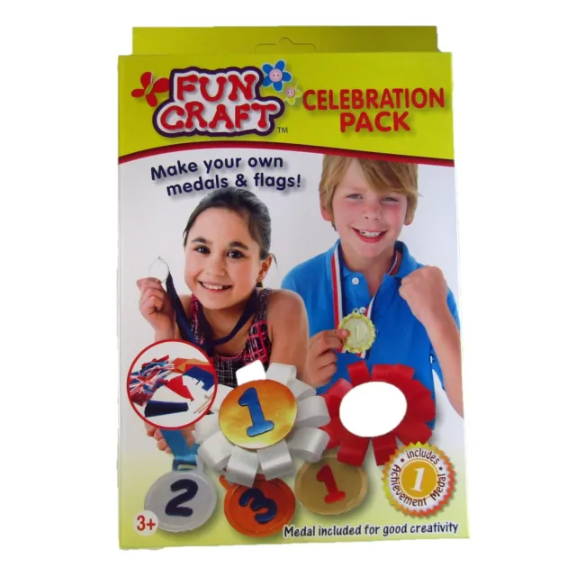Kit artesanal divertido para niños para hacer banderas y medallas paquete de celebración edades 3+