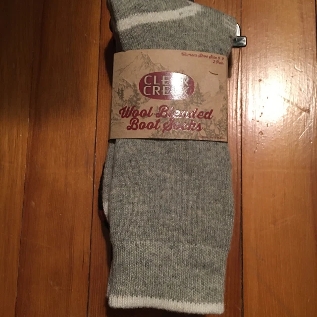 Clear Creek 2 Pairs GRAY/ Boot Socks Wool Blend Women's Shoe Sz 5-9 Sock Sz 9-11
