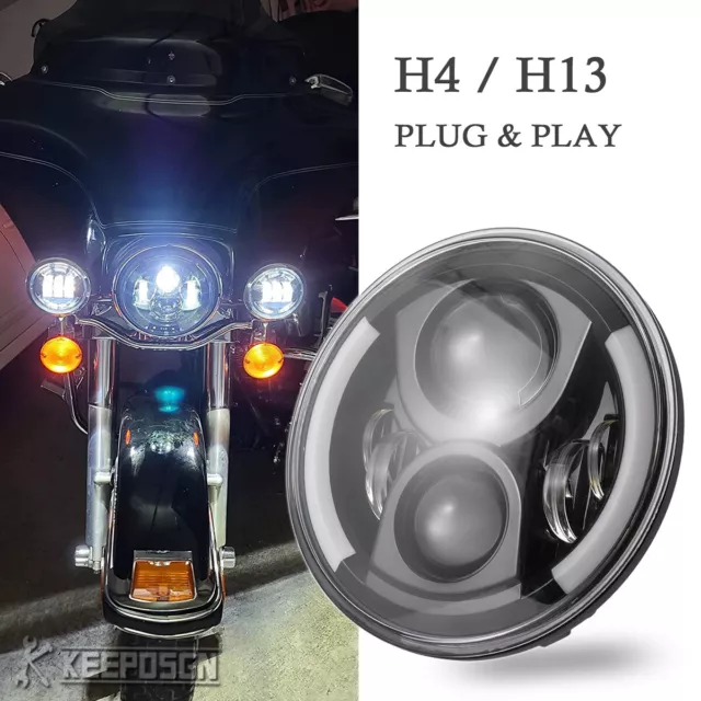 7" LED Headlight Hi/Lo DRL Turn Signal For Harley Ultra Classic Road King Glide