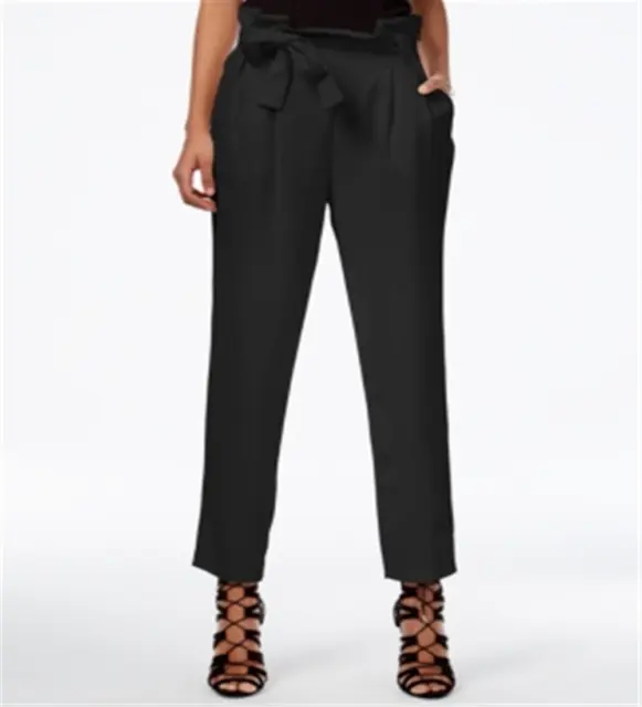 Rachel Roy Women's Paper Bag Tapered Pants Black Size 2