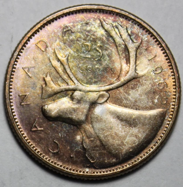 Canada 1962 Silver 25 Cents, Choice Uncirculated, Nice Tones (4b)