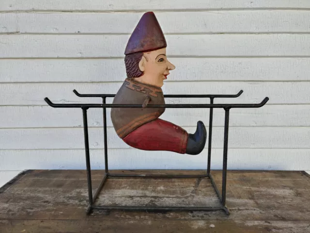 Antique Rare Hand Carved Painted Wood Circus Acrobat Balancing Toy Folk Art