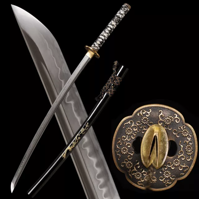 Clay Tempered T10 Steel Japanese Samurai Katana Sword Full Tang Sharp Blade
