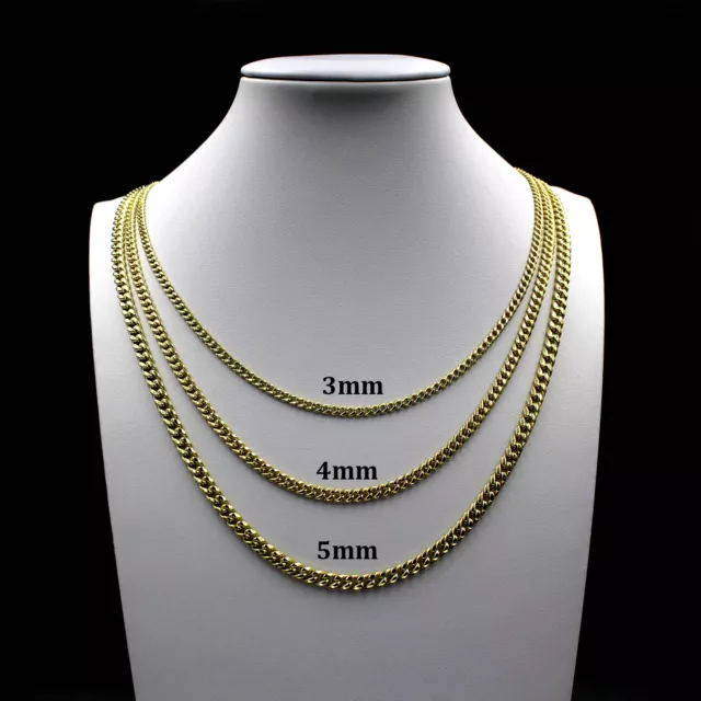 Real 10K Yellow Gold 3mm 4mm 5mm Miami Cuban Link Chain Necklace 16"-26"