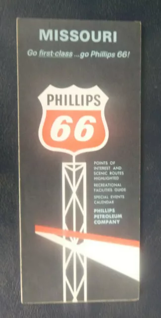 1965 Missouri road  map Phillips 66 oil gas events calendar