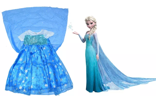 New Kids Costumes Disney Frozen Fever Elsa Anna Girls Dress Party Gift Eu