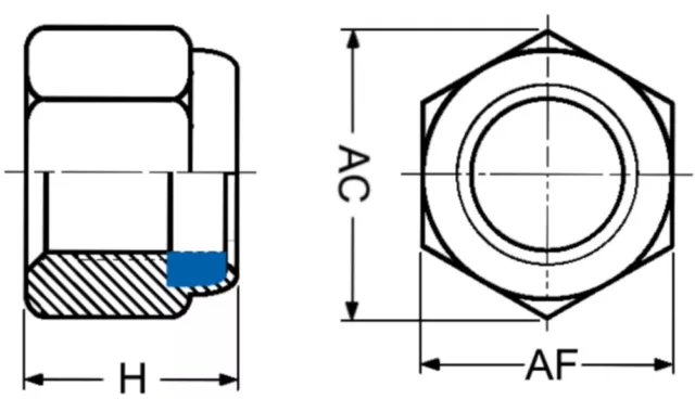 Tuerca 3/8-24 UNF Acero Inox A2 Nylock A2 2