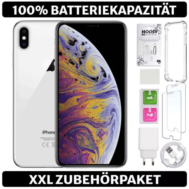 Apple iPhone XS - 64 256 512 GB - Silber Weiß Silver White - 100% Batterie