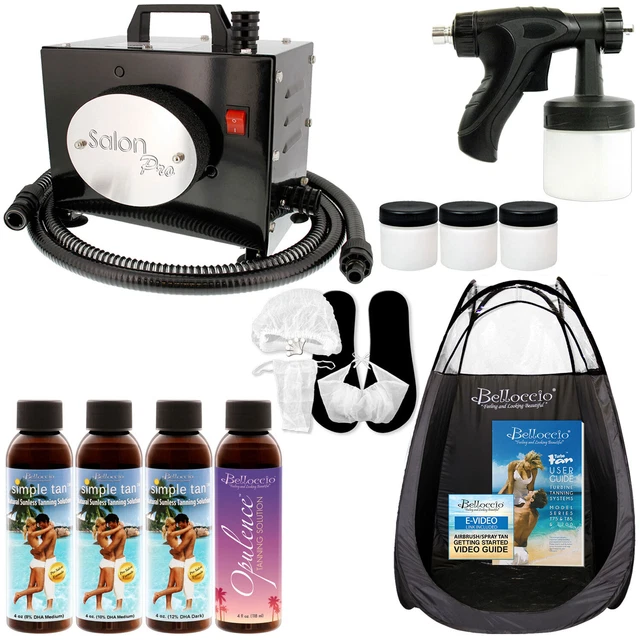SALON PRO Aerógrafo sin sol KIT DE BRONCEADO EN AEROSOL Máquina 4 Tienda de Solución de Bronceado Simple