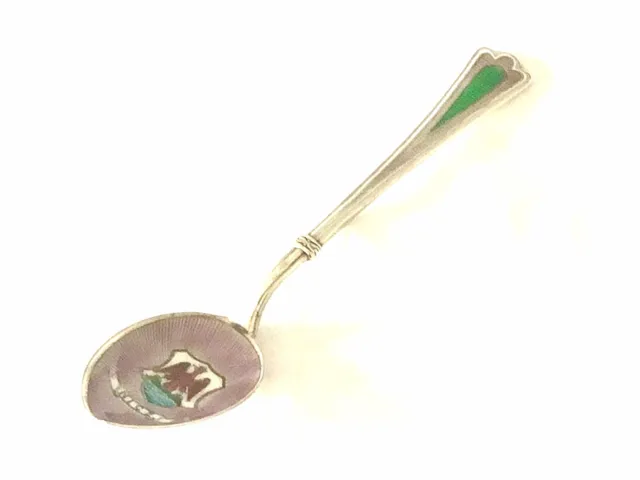 Vintage Demitasse Enamel Spoon “Nice” German Silver 800 Hallmark Great Condition