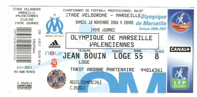 Billet OM Olympique De Marseille Vs FCGB - Place De Match - Facture Incluse