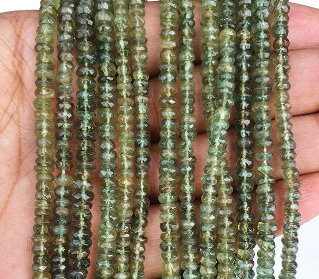 Perles de pierres précieuses à facettes en apatite verte naturelle AAA 3-4...