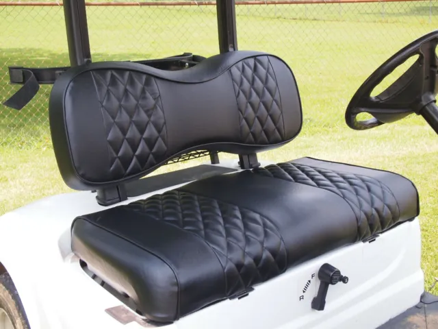 4PCS Black Golf Cart Seat Cover Fit Yamaha Drive G29, Drive 2, Diamond Stitching