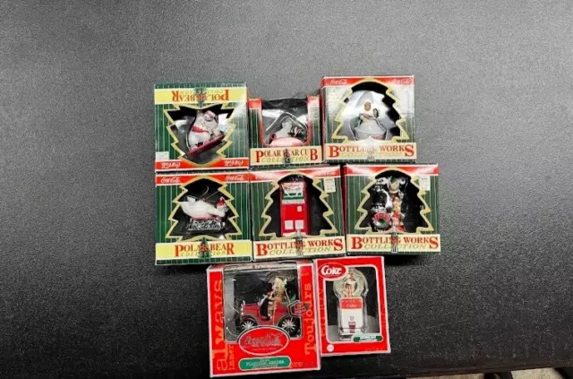 Coca Cola Polar Bear Bottling Works Collection Ornaments Lot of 8