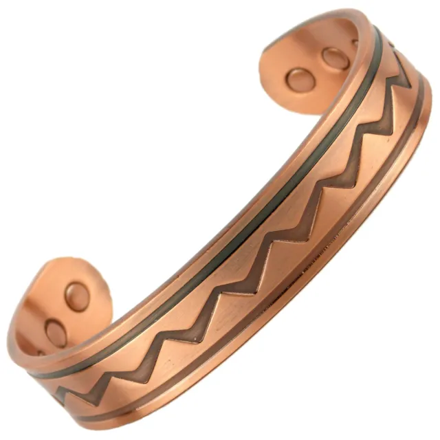Bracelet/bracelet magnétique en cuivre volumineux design zig zag 6 aimants santé terre rare 3