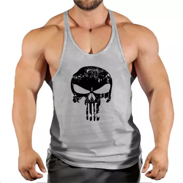 MEN'S WORKOUT TANK Tops Gym Sleeveless Shirts Bodybuilding Muscle Tee ...