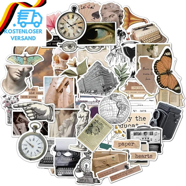 50x Vintage Blumen Sticker - Wasserfeste PET Aufkleber Für Laptop, Koffer & Mehr