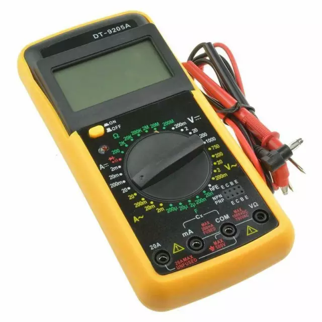 Multimetro Digitale Tester Volt Ampere Con Cavi Puntali Guscio Display 9205A Sc0