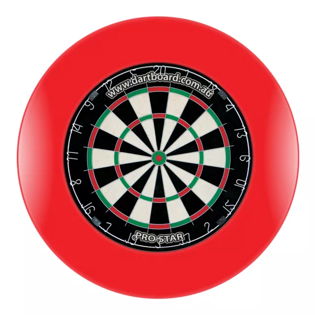 Pro Star Genuine Bristle Dart Board + RED Dartboard Surround + Darts