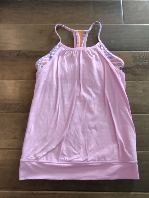 IVIVVA by LULULEMON Girls light pink purple double dutch tank top, size 12