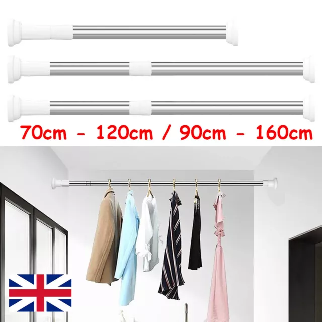 Heavy Duty Extendable Telescopic Shower Curtain Pole Rail Rod Bath Door Window