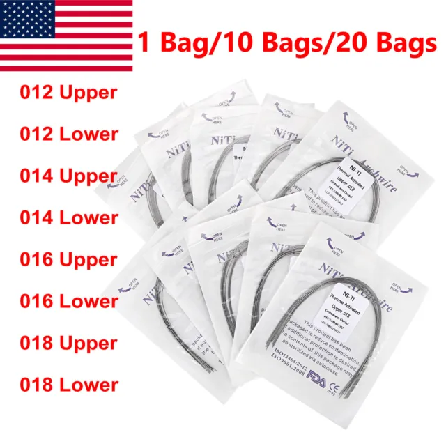 10Pcs/Bag Dental Orthodontic Ni-Ti Thermal Activated Arch Wire Ovoid Upper/Lower