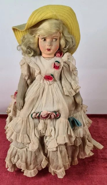 Poupée En Tissu Lenci. Visage Peint À La Main. Combinaison De Gaze. Italie. 1930