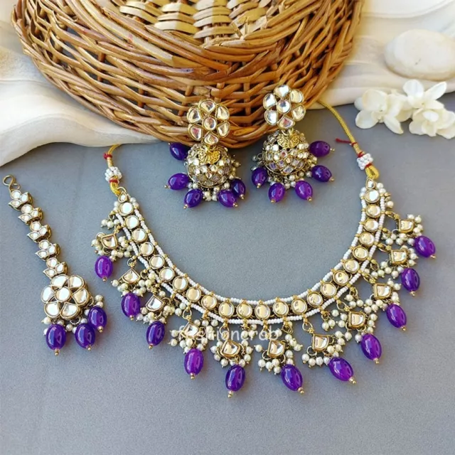 Indian Bollywood Style Katrina Kundan Jewellery Set - Purple