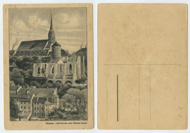 69648 - Bautzen - Iglesia de Pedro y ruinas de Nicolás - postal antigua