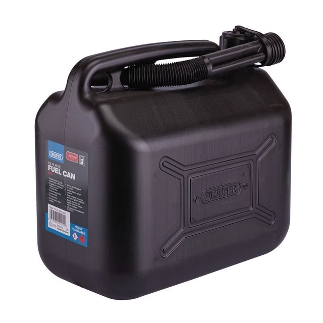 Draper PFC10 Carburant Plastique Peut ,10L,Noir Boite Véhicule Panne Et Urgence