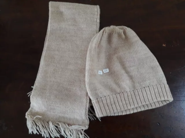 Hand knitted hat and scarf set