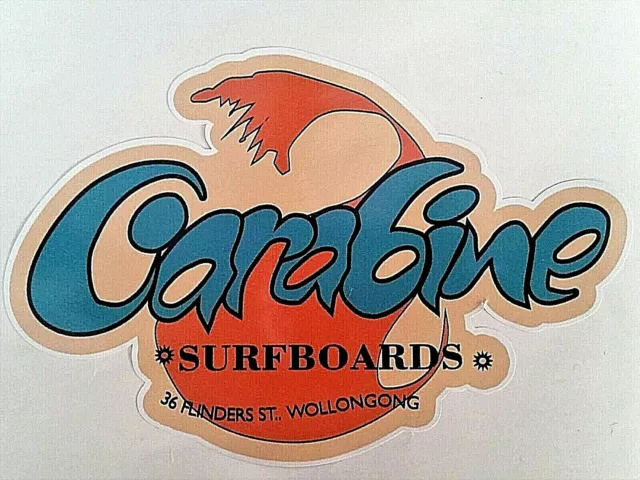 "CARABINE SURFBOARDS" VINTAGE / RETRO Sticker Decal 1970s LONGBOARD SURFER SURF